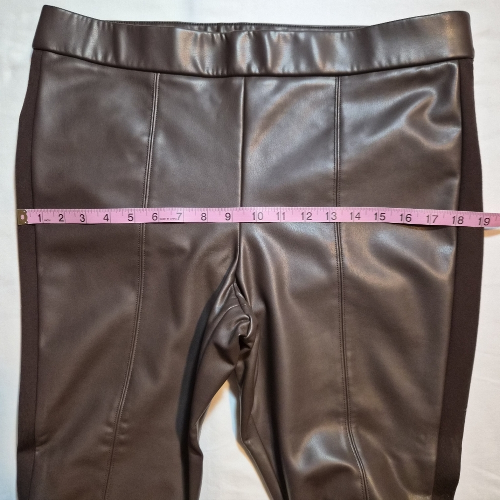 Talbots Brown Faux Leather Portland Pants Ankle Skinny Leg Size 14P - Picture 4 of 10